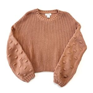 Jessica Simpson Women's Bubble Sleeve Sweater Mauve Size Large Cozy